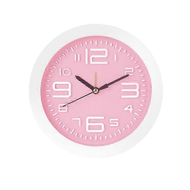 Cute bedroom alarm clock, round bedside clock, desktop clock, pink