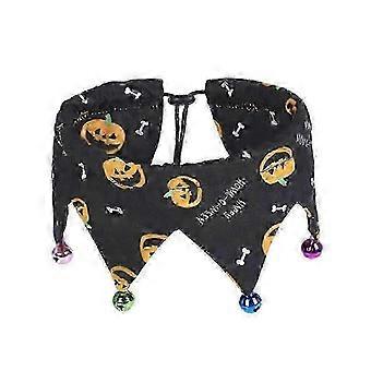 Halloween Print Pet Saliva Towel Tie Neck Collar with Bells for Cats Dogs Puppies