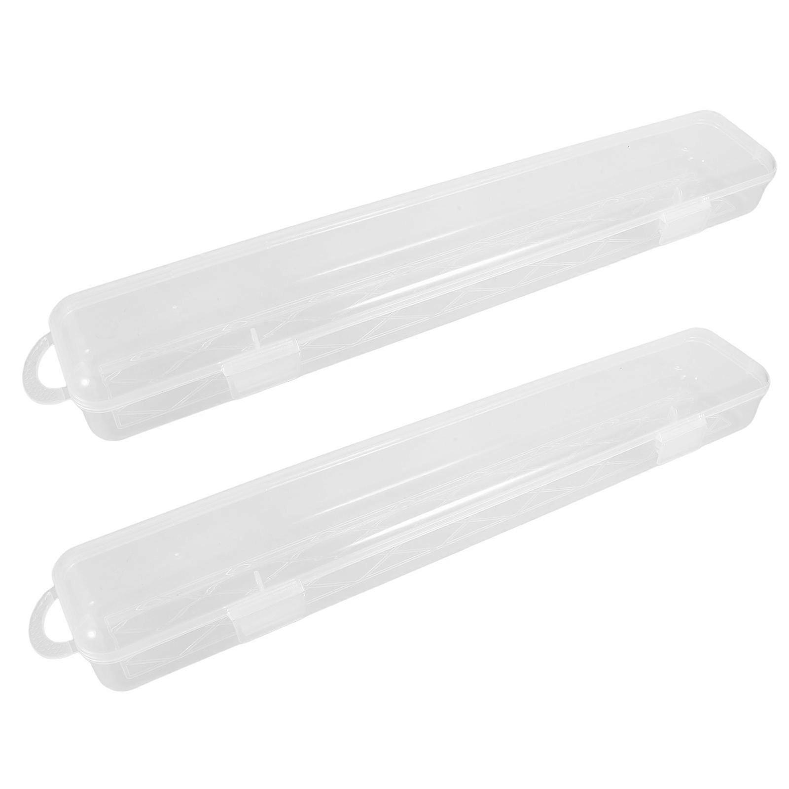 Plastic Paint Brush Carrying Case 2Pcs Clear Pen Storage Gift Boxes