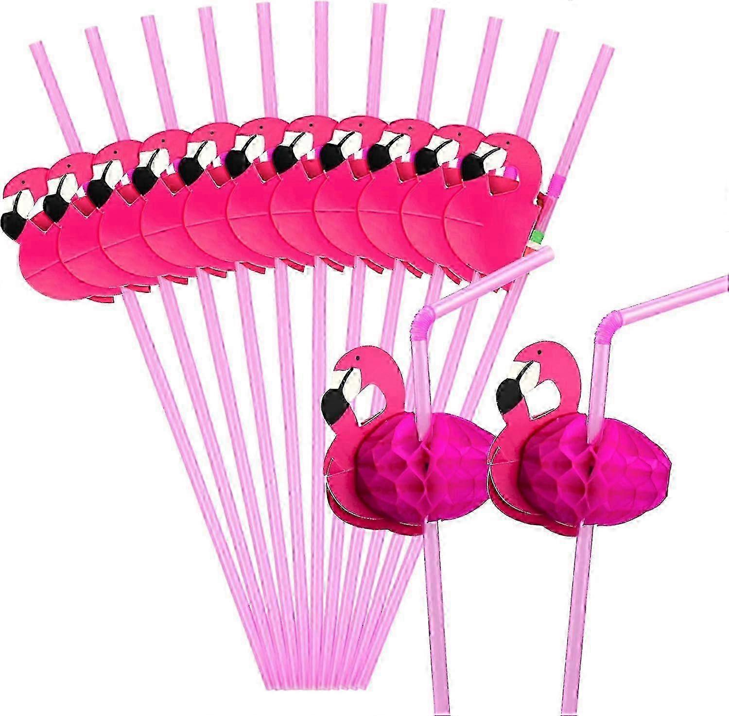Flamingo-Themed Flexible Party Straws
