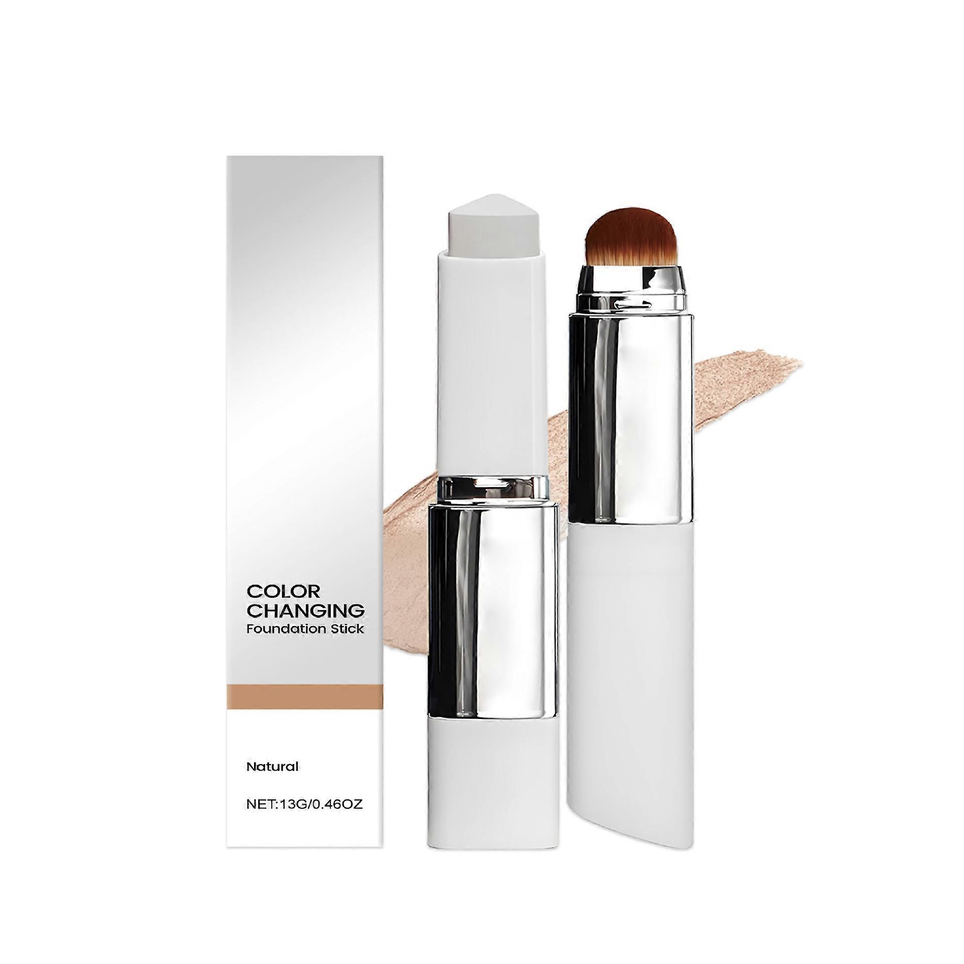 Color-Changing Foundation Stick with Detachable Brush, Buildable Coverage, Hydrating Makeup
