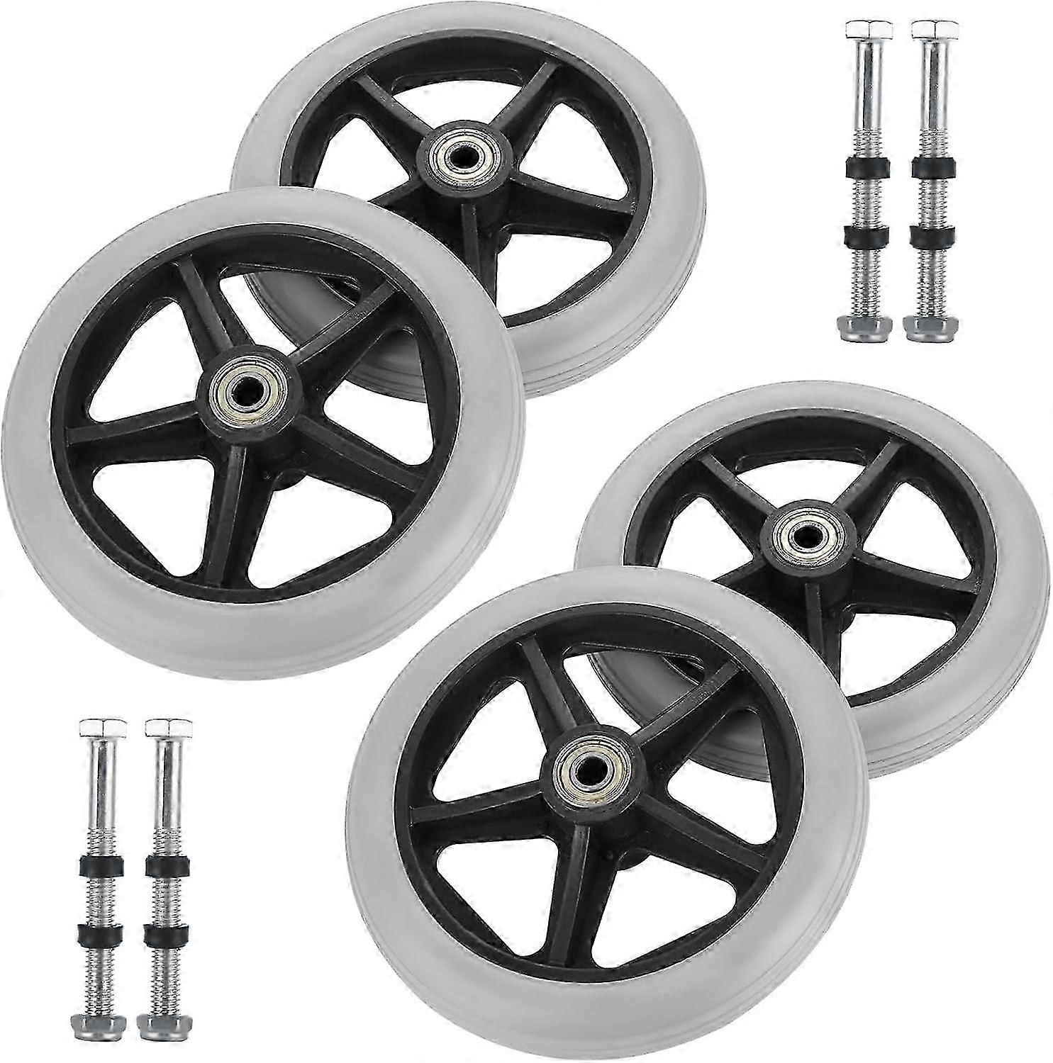 Solid 6 Inch Anti-Slip Rollator Replacement Wheels
