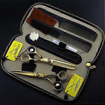 Professional Hair Cutting Scissors Set 6.0 Inch Gold Barber Shears for Salon Home Pets