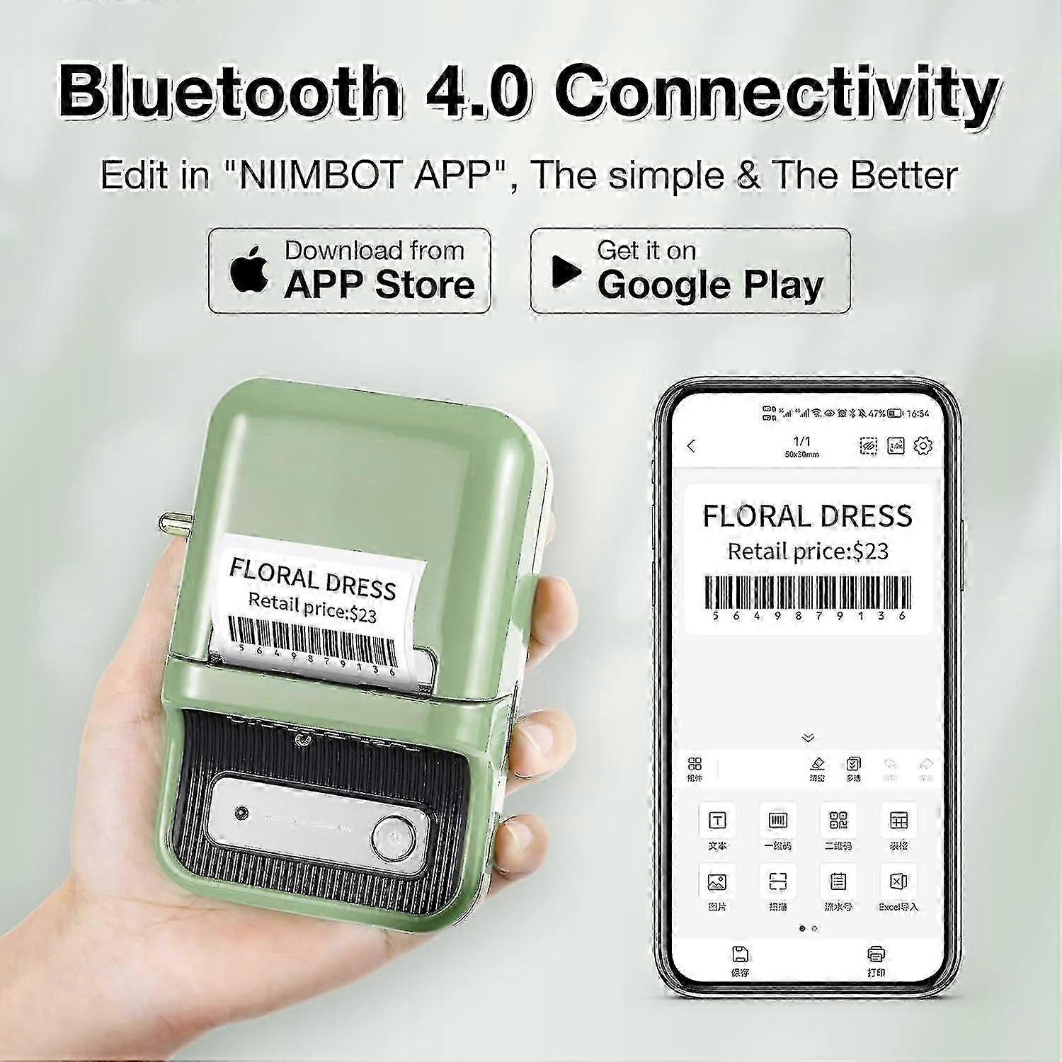 Label Maker Machine,bluetooth Barcode Label Printer Printing Size 20-50mm,compatible With Ios Andr