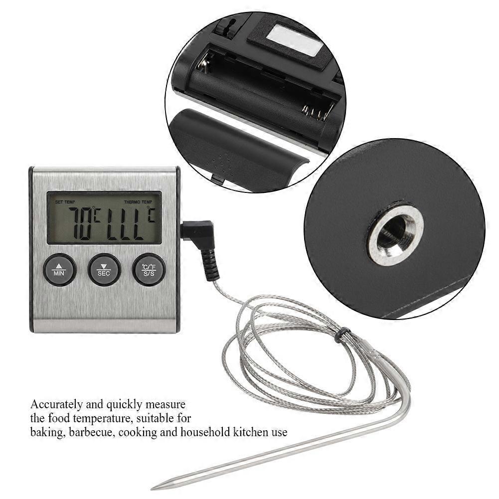 BBQ Thermometer Meat Food Cooking Probe Thermometer with Timer Temperature Measuring Tool