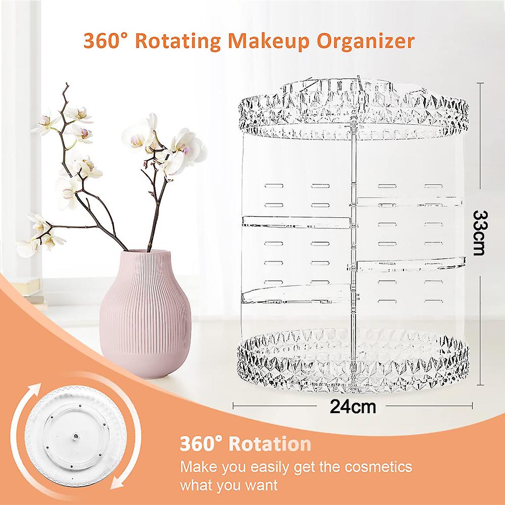 Makeup Organizer, 360 Degree Rotating Cosmetic Storage Organizer, Adjustable Makeup Display Case
