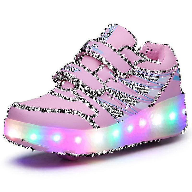 Led Light Up Roller Shoes Double Wheel Usb Rechargeable Skating Shoes