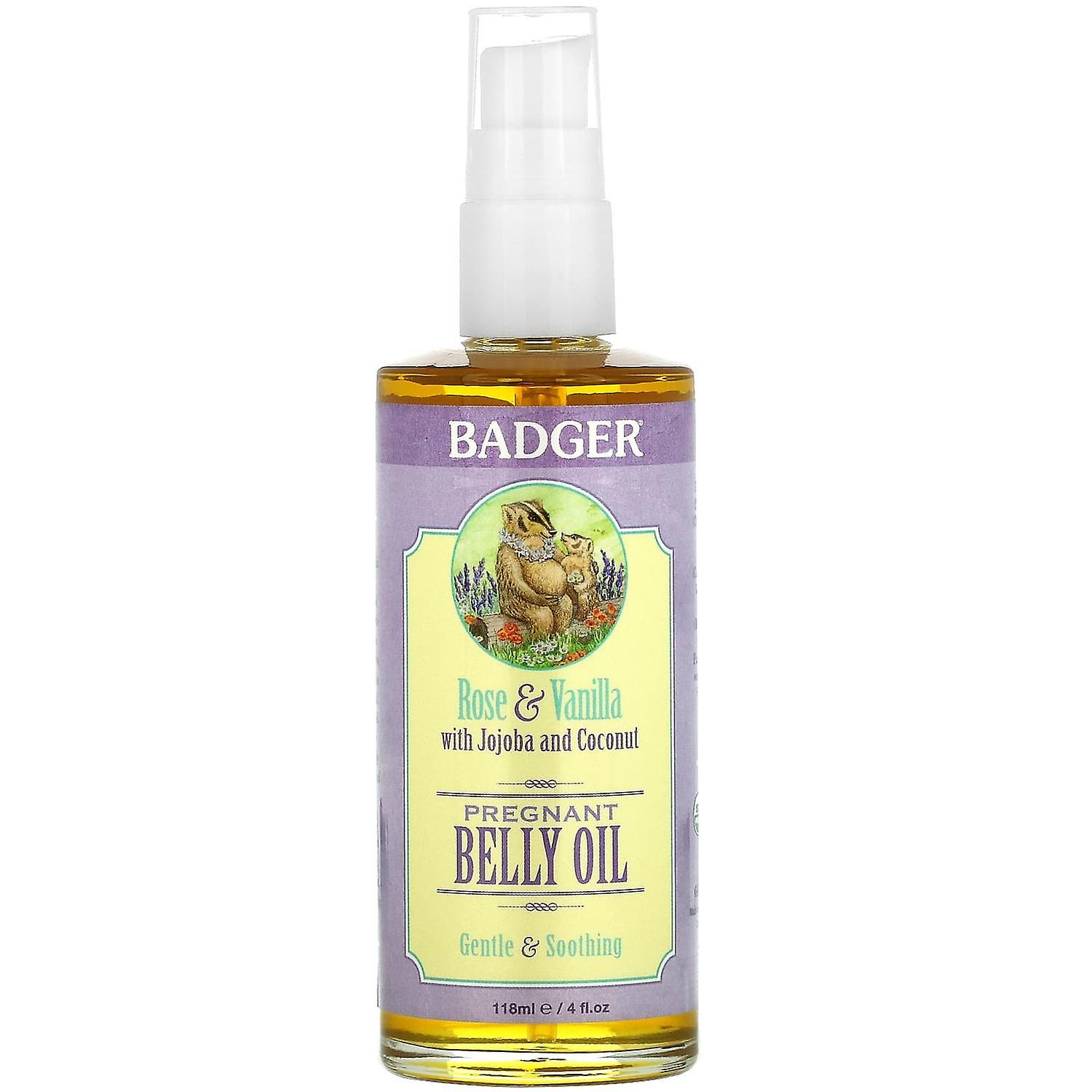Badger Company, Pregnant Belly Oil, Τριαντάφυλλο &; Βανίλια, 4 ουγκιά υγρού (118 ml)
