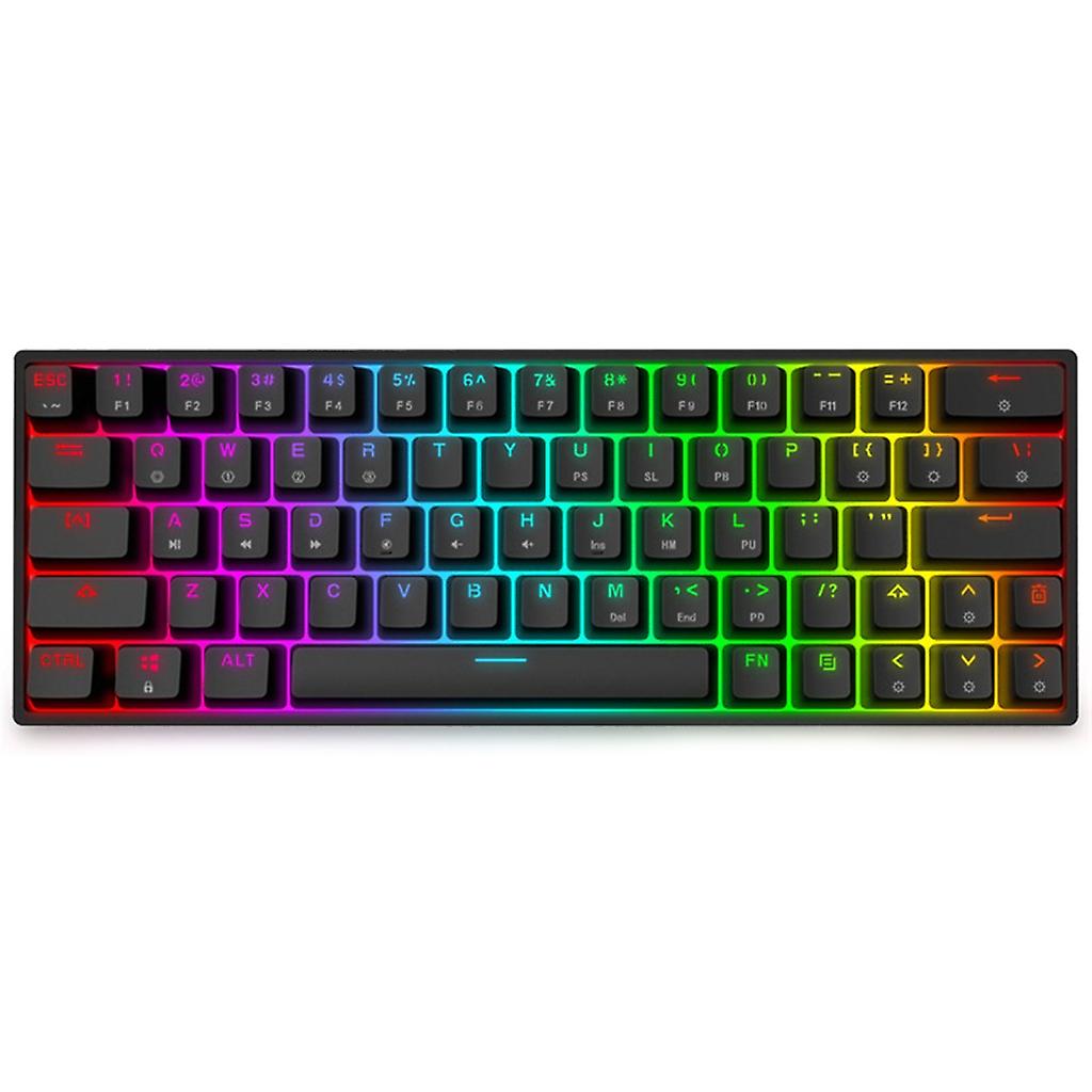 GK64 USB Wired Mechanical Gaming Keyboard 60% Compact 64 Keys RGB LED Backlit