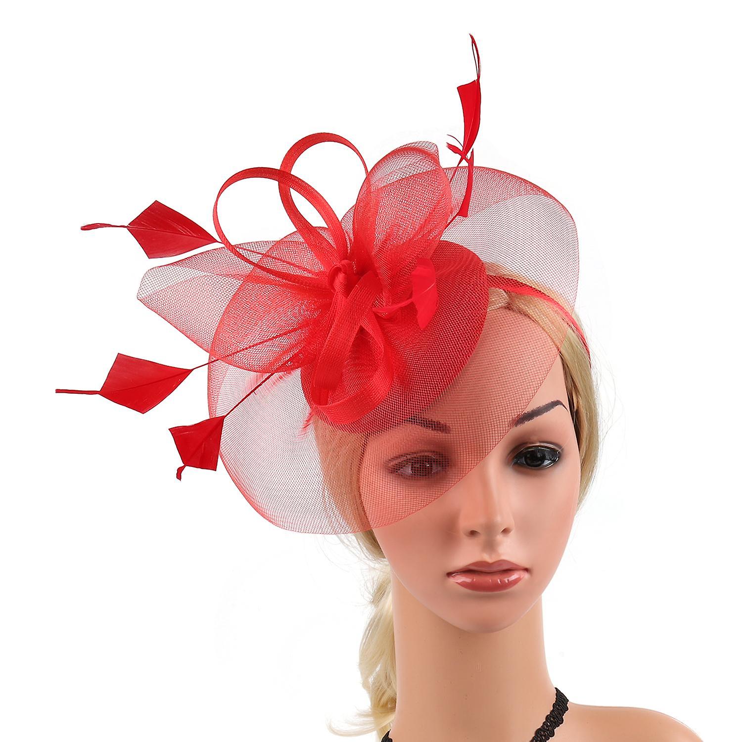 Women's Fascinator Hat With Feather Mesh Kentucky Hat Feather Derby Fascinator Tea Party Pillbox Hat