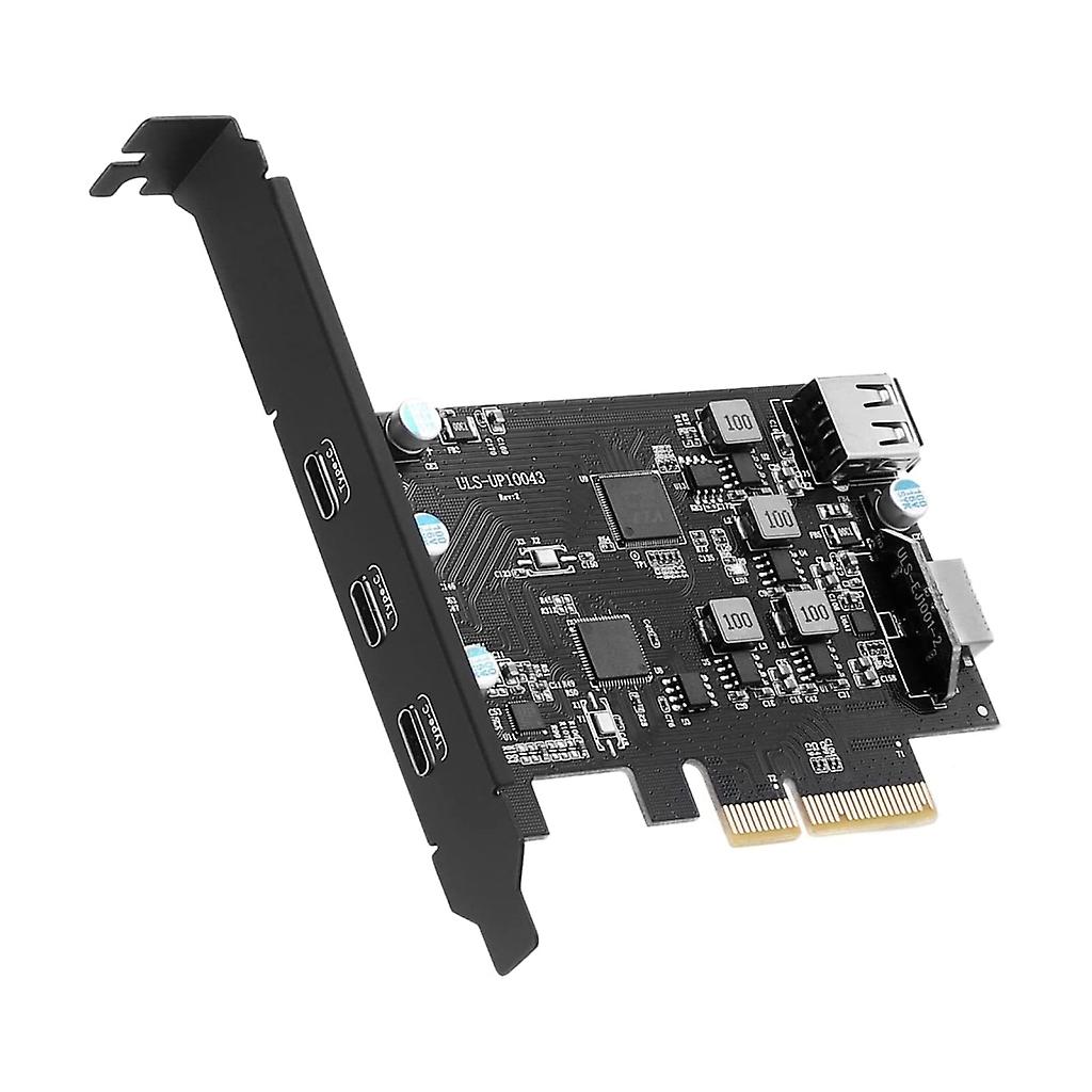 Tarjeta de expansión de conector Usb3.2 PCI-E 4X 3 enchufe delantero y trasero tipo C ASM3142