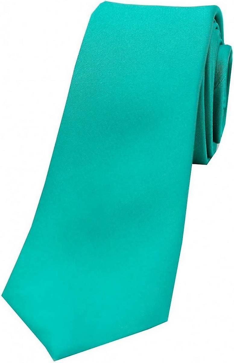 David Van Hagen Satin Silk Thin Tie - Sea Green