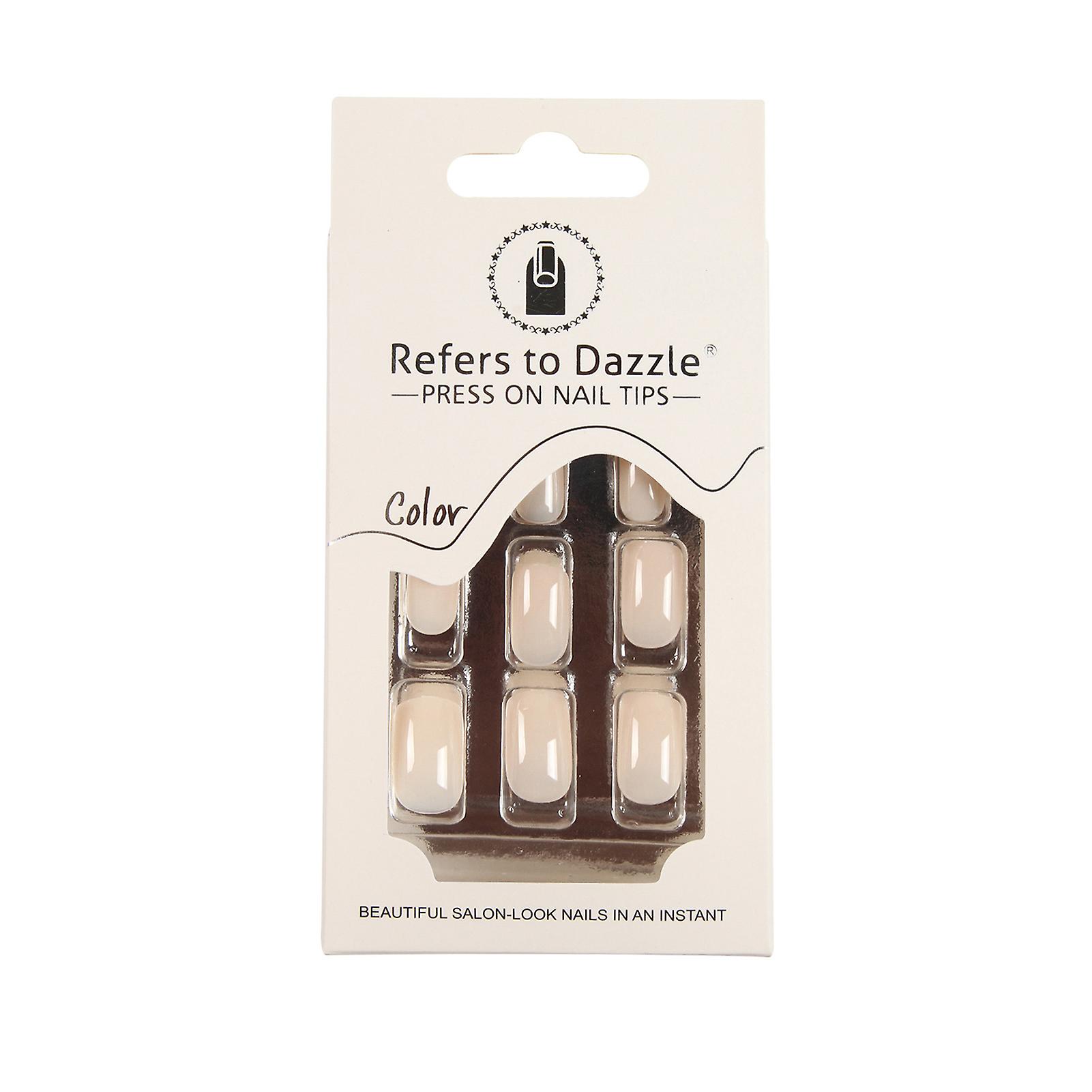 Solid Color Rectangular False Nails Women Easy To Press Elegant Artificial Nails
