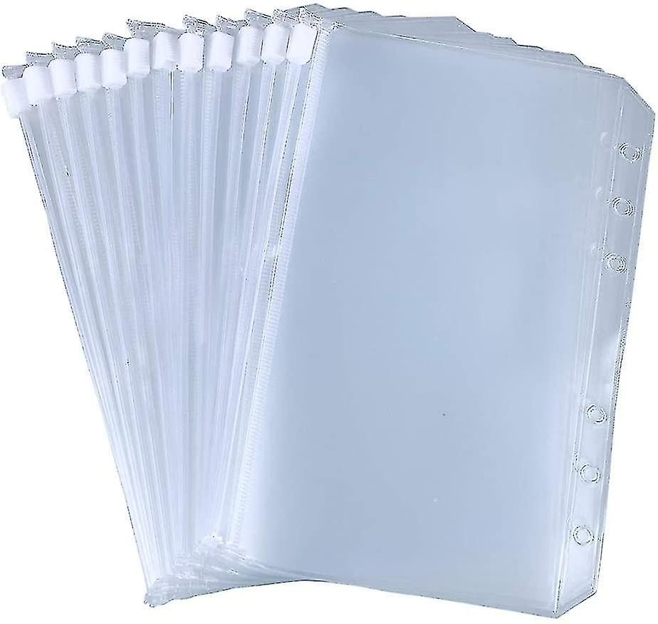 12pcs Binder Pockets A5/a6 Size 6 Holes Binder Zipper Folders For 6-ring Notebook Binder Loose Leaf