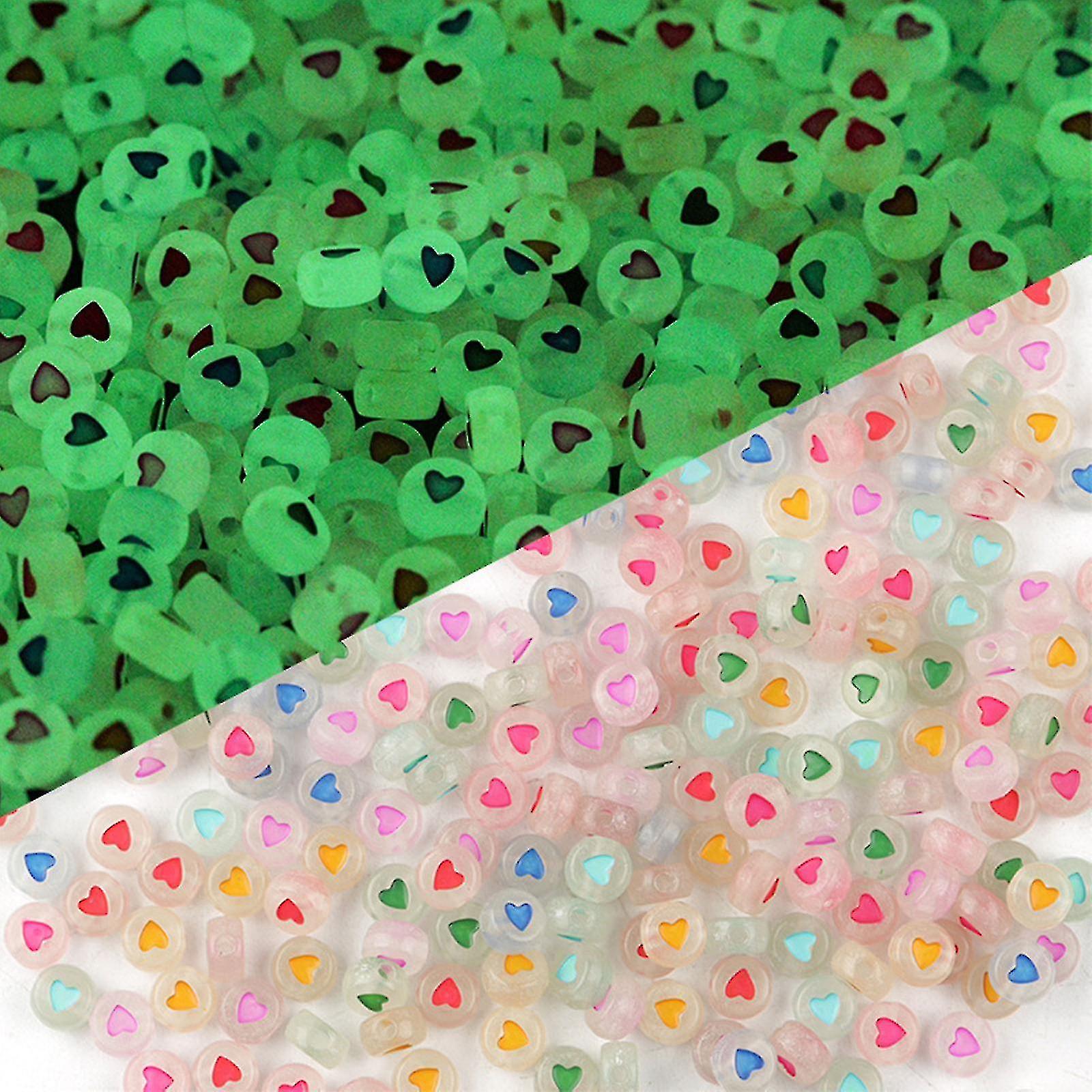 Acrylic Luminous Flat Round Scattered Beads Translucent Pentagram Love Beads