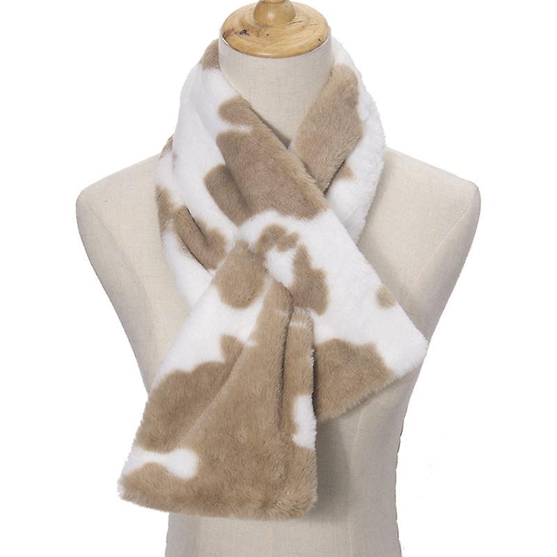 Cows Pattern Scarf Scarf And Hat Three-piece Set Imitation Rabbit Fur Popular Warm Thickened Scarf