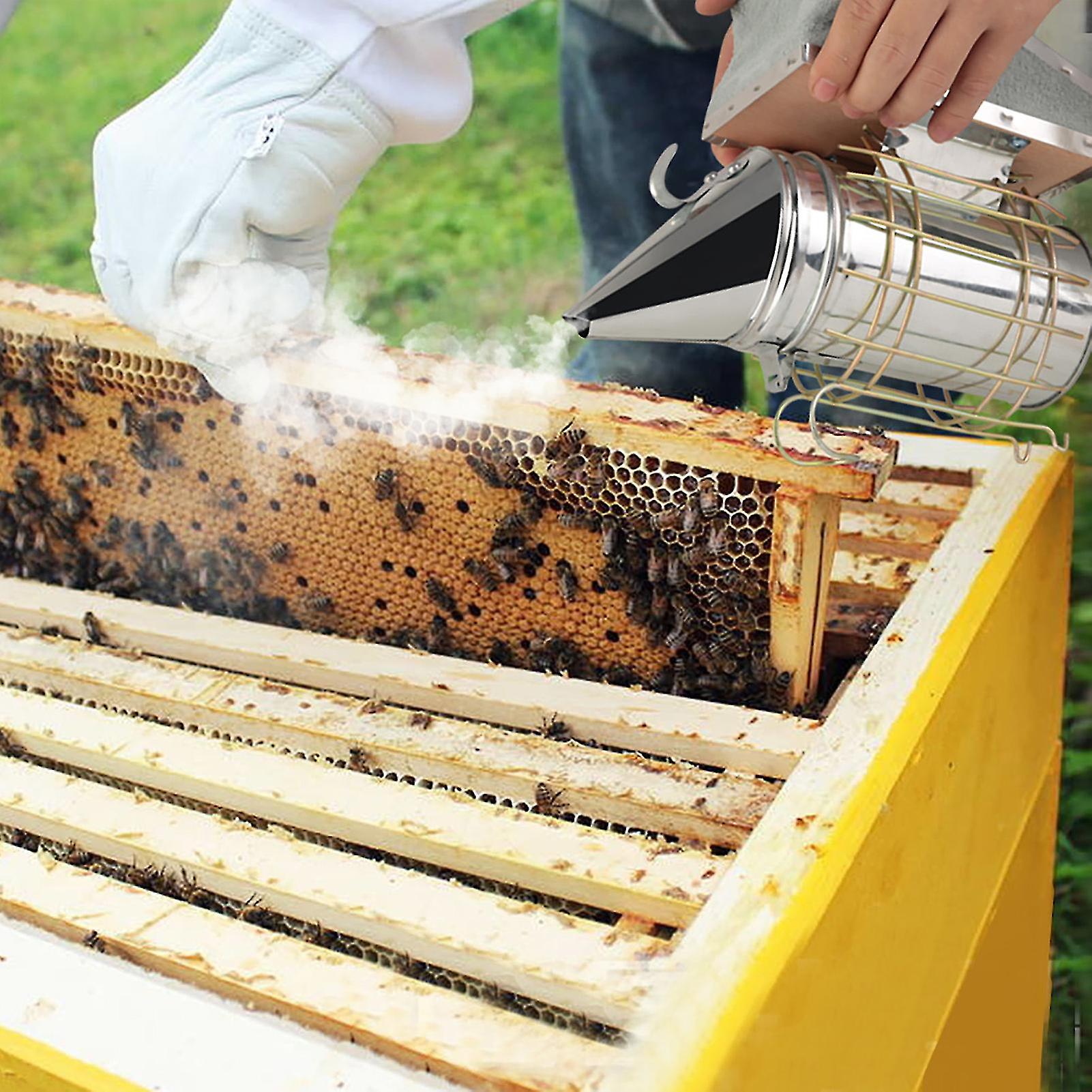 Galvanized Iron Beehive Smoker with Heat Shield Beekeeping Equipment