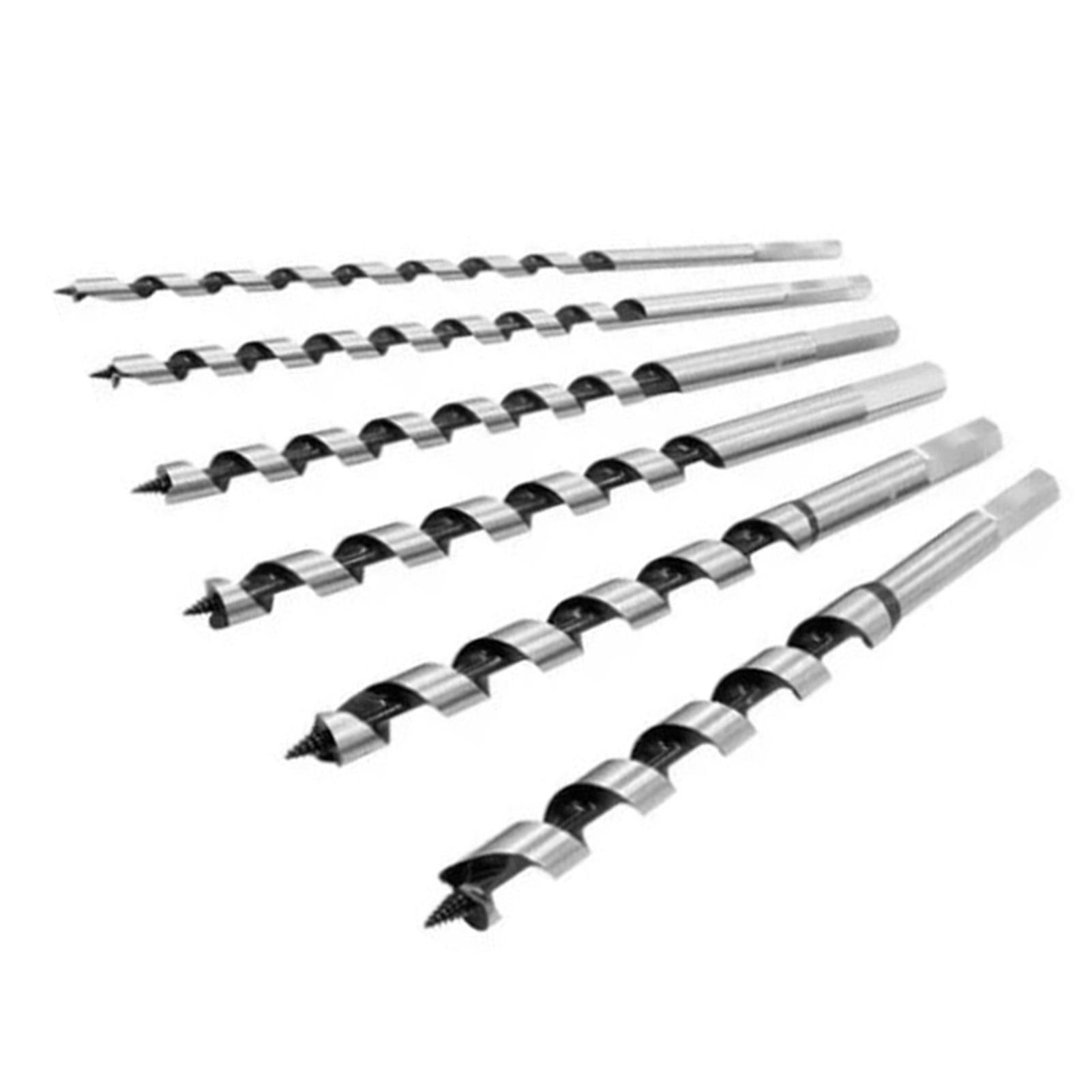 6Pcs Auger Bits Set Wood Drill Hex Shank Twist Lengthened Woodworking Hole Reaming Tool 