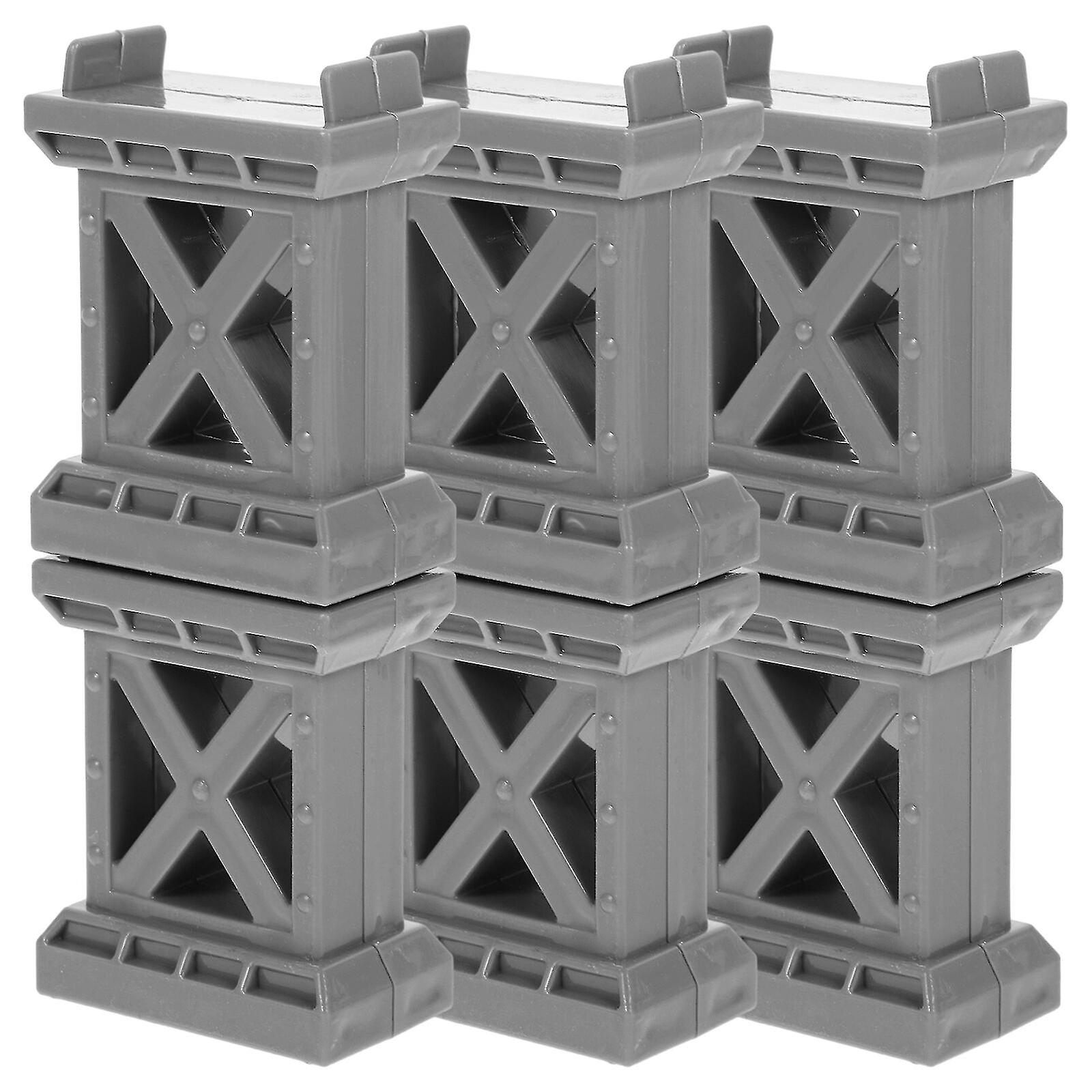 6pcs Train Bridge Pier High Level Blocks Track Riser Stabilizers Train Bridge Supports-hy