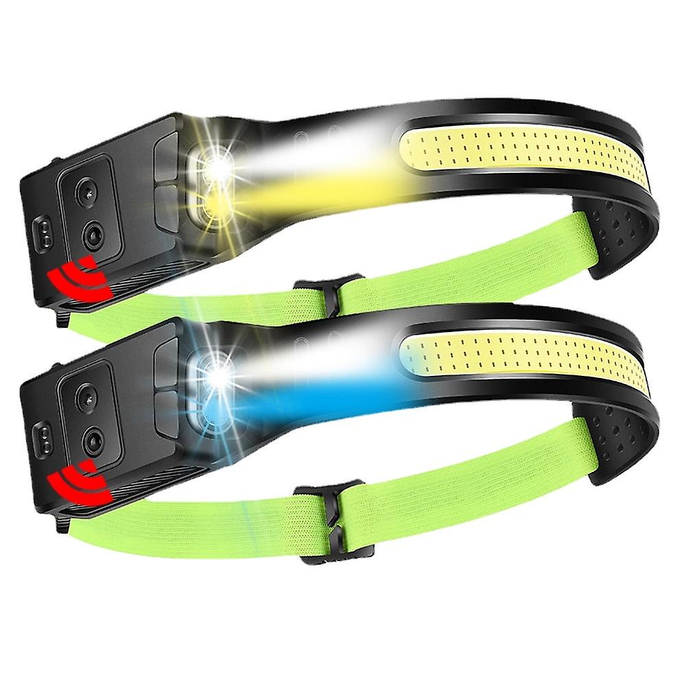 Cob Led Induction Riding Headlamp 1200mah Usb Rechargeable Hunting Flashlight Work Light 6 Modes Head Lamp Torch