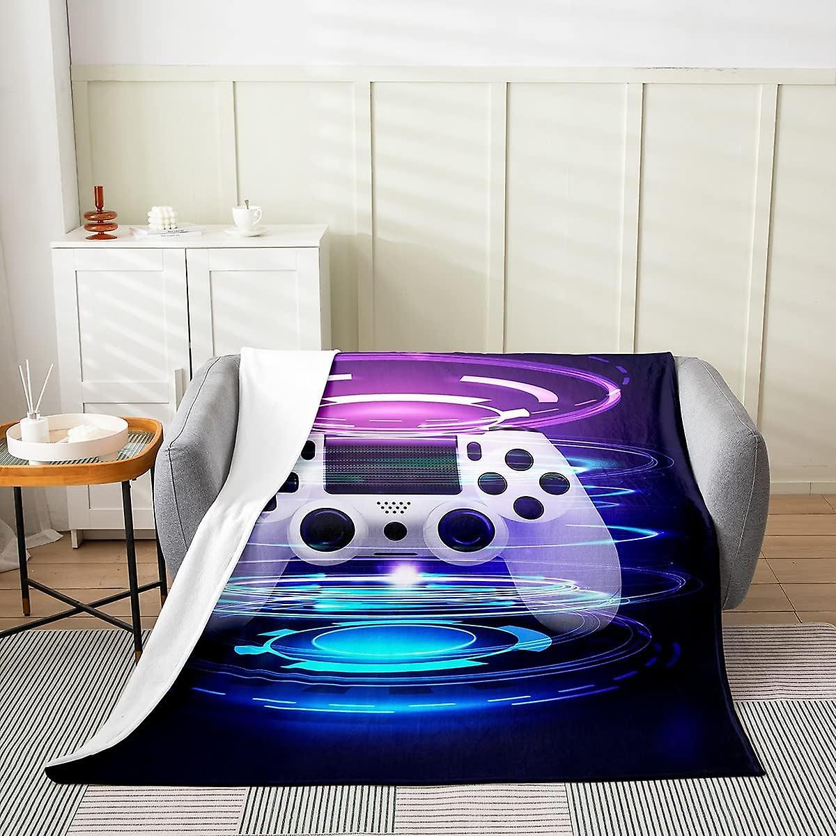 Gamer Fleece Throw Blanket Kids,Gaming Fuzzy Blanket For Bed Sofa,All Season Video Game Bed Blanket Breathable Campad Game Controller Plush Blanket Ga