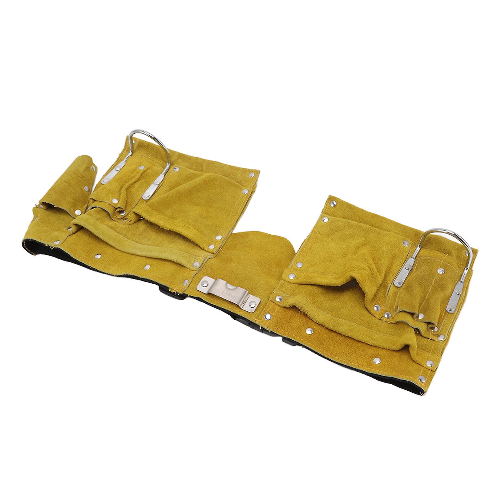 Leather Tool Belt Multiple Pockets Quick Release Buckle Wearproof Portable Leather Tool Belt Apron for Woodworking