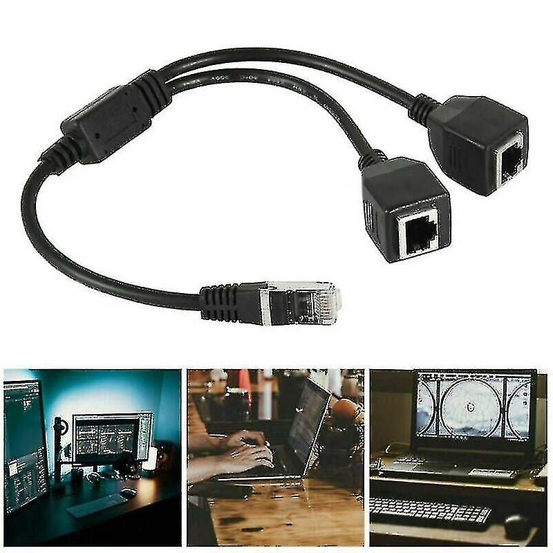 New 2023 Rj45 Splitter 1 Male To 2 Female Lan Ethernet Network Extension Cable Adapter