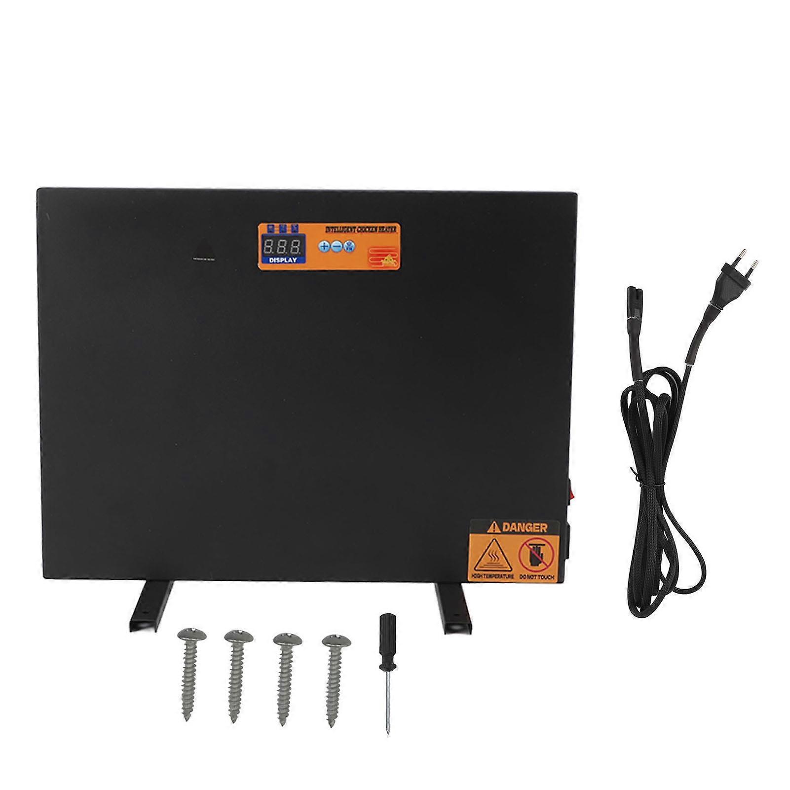 Chicken Coop Heater, Black, 150W, Manual Control, Anti-Tip Timer, Thermostat, Overheat Protection, Digital Display, Farm Heating Panel, EU Plug 220V