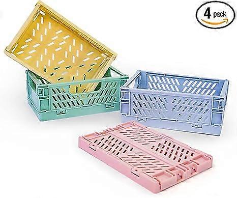4Pack Mini Plastic Baskets For Organizing and Storage, Collapsible Space Saving, For kithchen Household Organizing