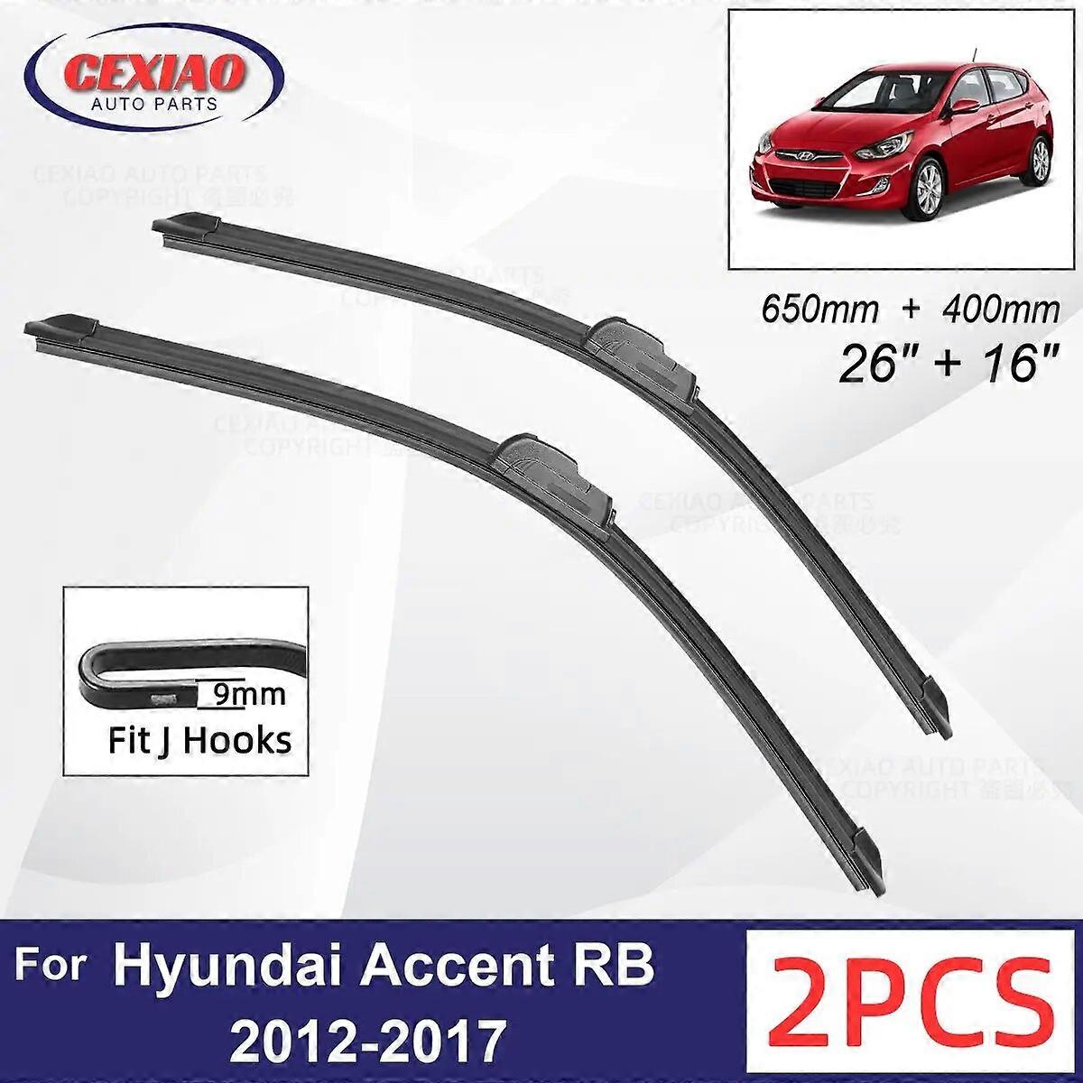 Car Wiper For Hyundai Accent RB 2012~2017 Front Wiper Blades Soft Rubber Windscreen Wipers Auto Windshield 26"+16" 650mm + 400mm FN9U4276