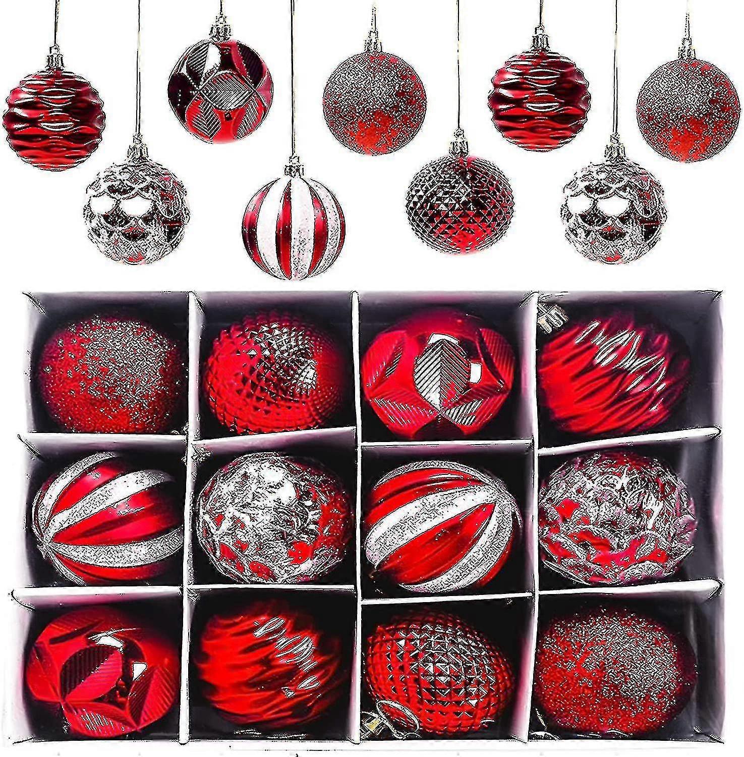 12 Pcs Glitter Christmas Tree Balls Pack