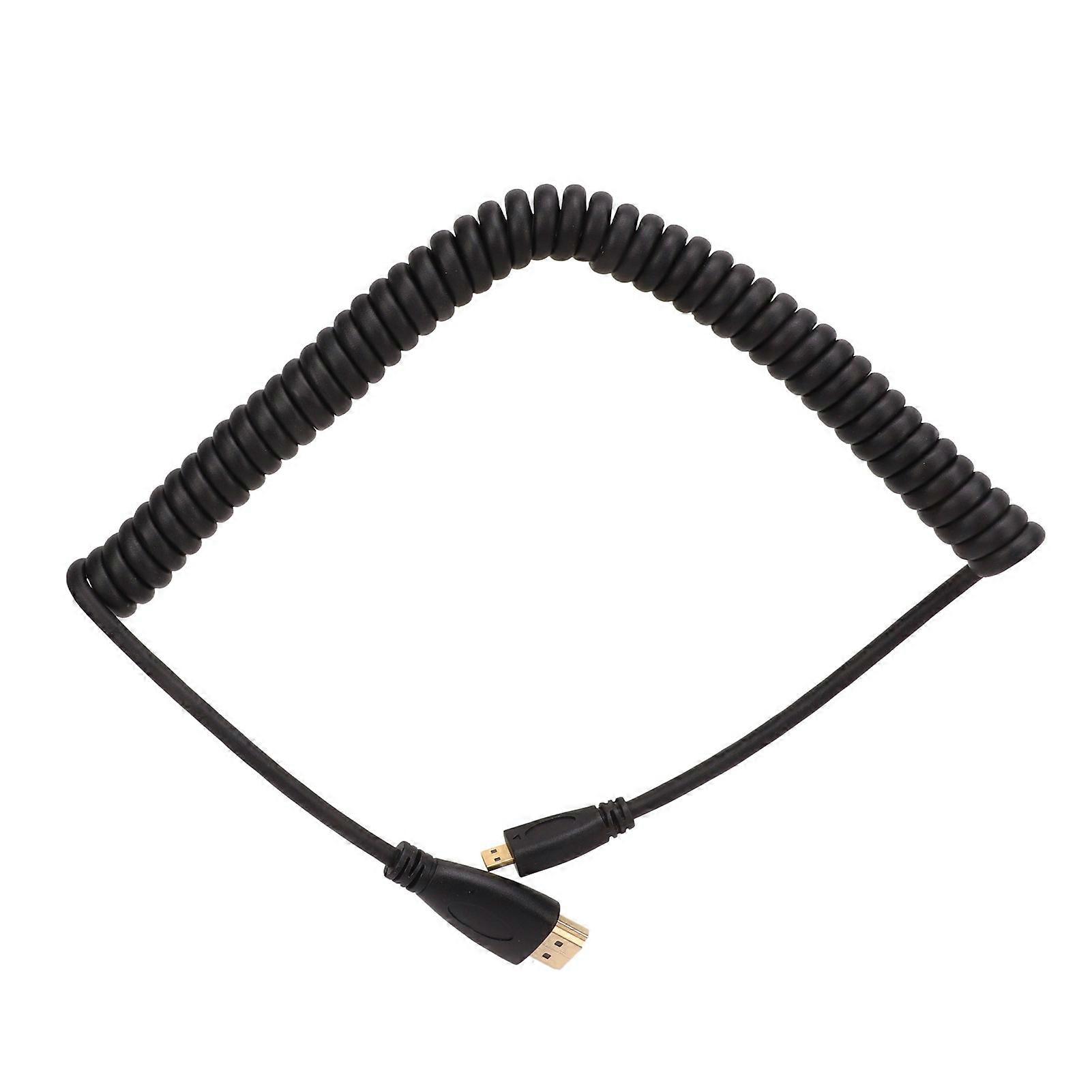 2m Micro Hd Multimedia Interface 1.4 Connecting Cable Male To Male Spring Curl Cable Support 1080p 10.2gbps For Camera Video Signal