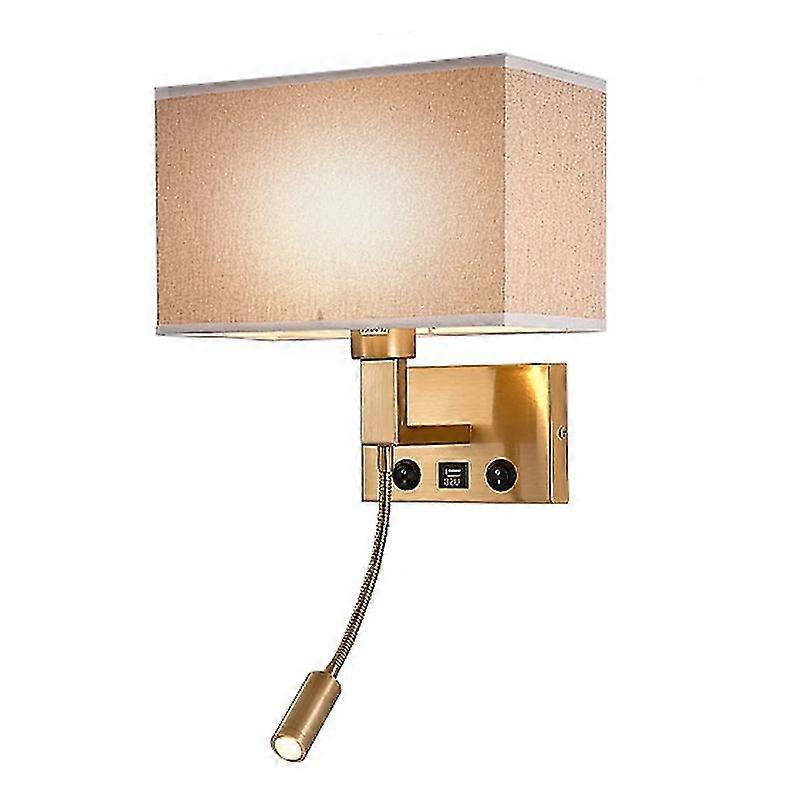 3104 5W yöpöydän seinävalaisinkäytävän LED-lukuvalo, jossa hanhenkaulan kohdevalo ja USB-portti - musta /