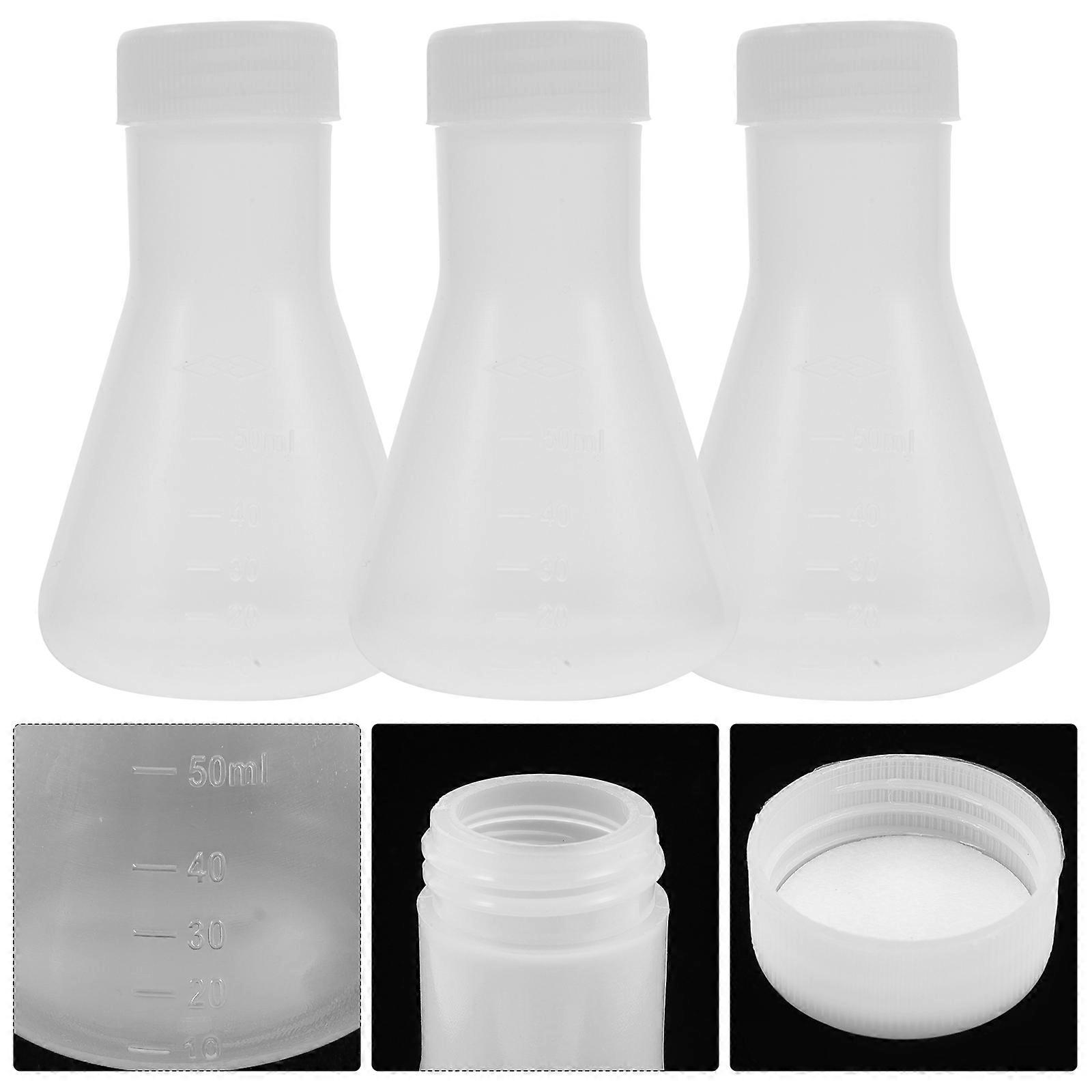 10pcs Plastic Flask Professional Erlenmeyer Flask Transparent Science Flask