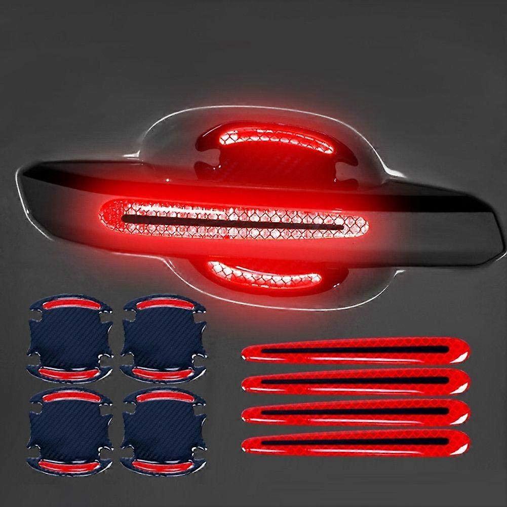 Pack of 8 Universal 3D Carbon Fibre Car Door Handle Paint Scratch Protection Sticker Scratchwhite