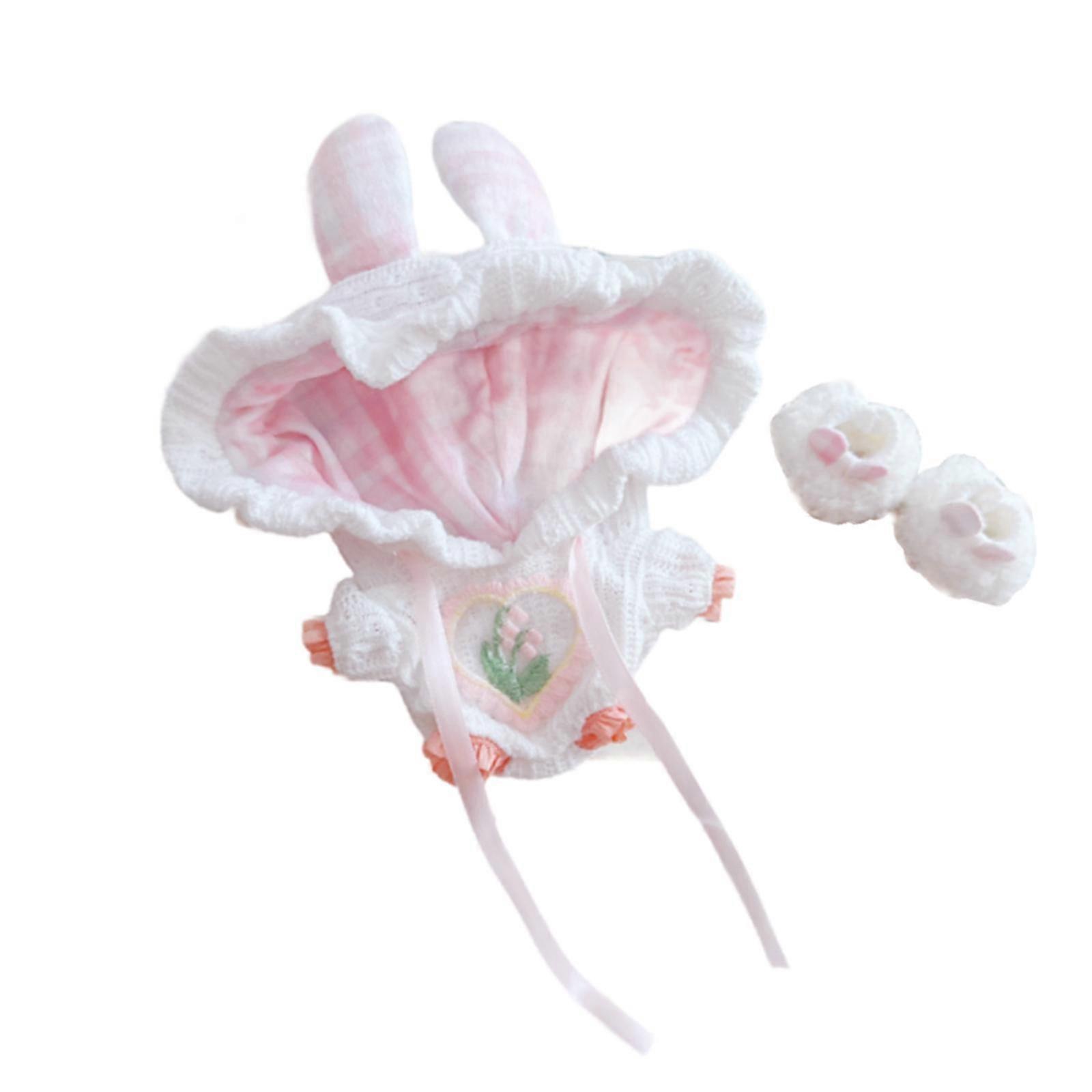 Plush Figure Hooded Romper Costumes for 5.91'' Doll Flexibility Coordination Pink