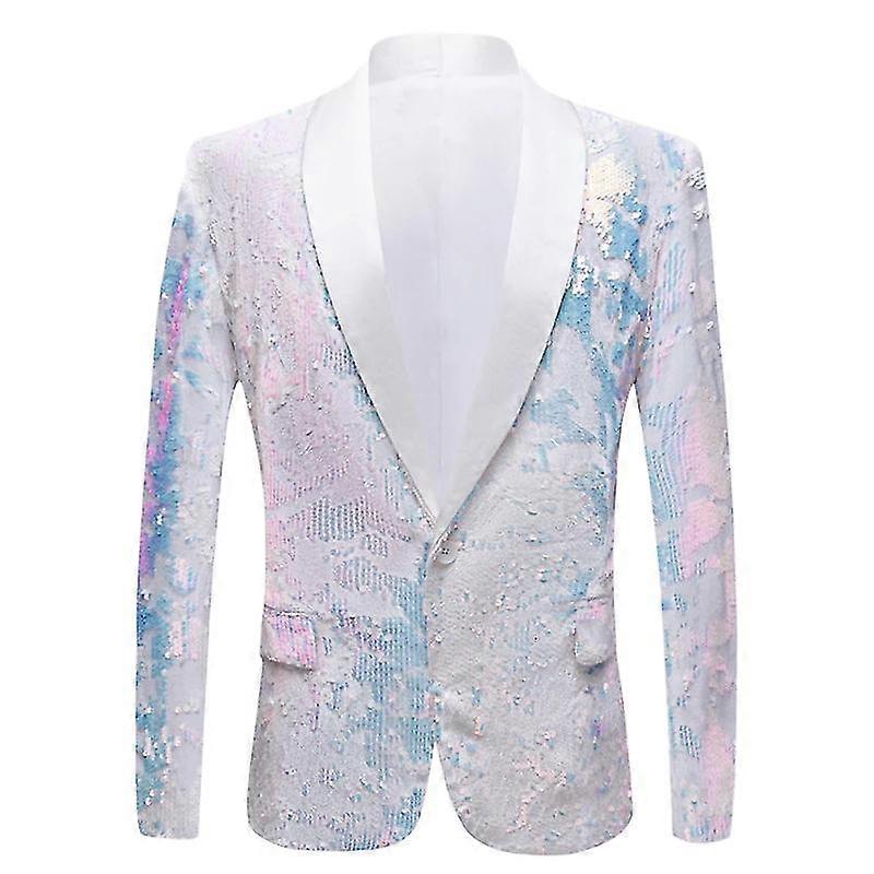 Men's Blazer White Velvet Sequin Suit