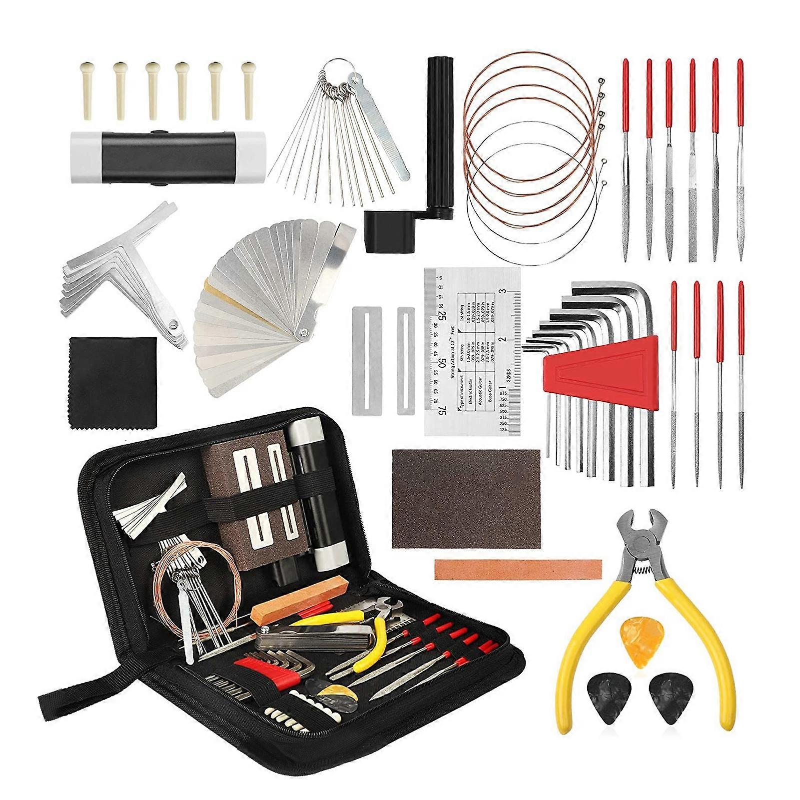 Guitar Repair Tools String Winder Bridge Pins Sanding Kit Hex Wrench Maintenance Utensils