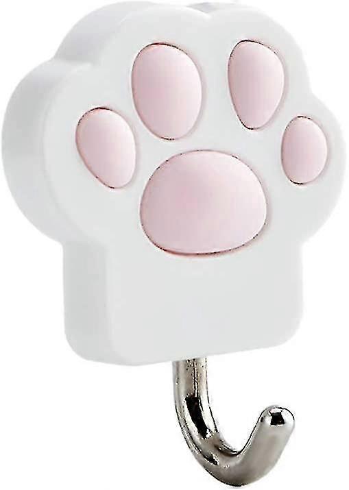 Cat Paw Print Hooks Non-perforated Wall Hooks Single Hanging Hooks For Home Bathroom Kitchen (white) (3pcs)