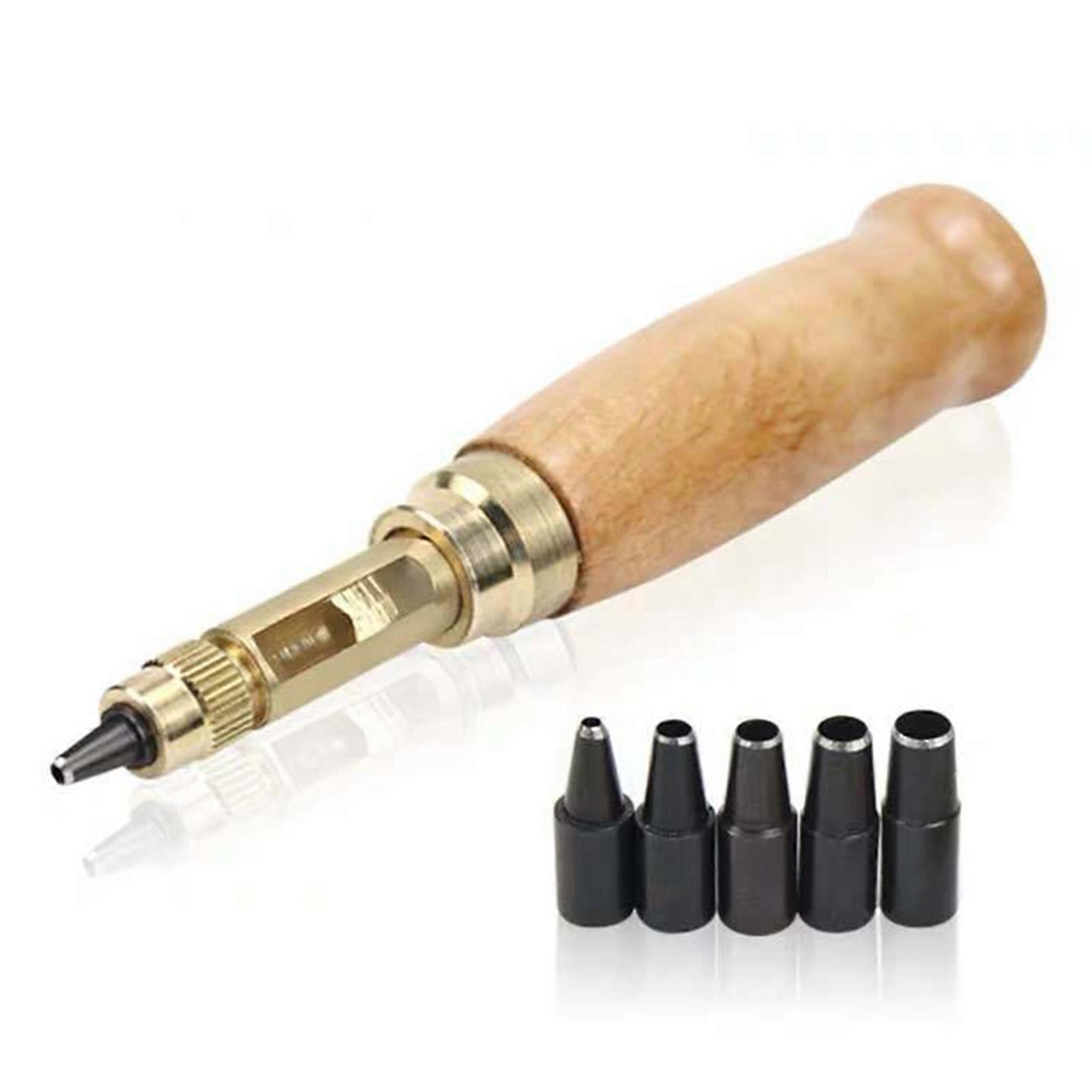Automatic Belts Puncher Replaceable Long Mute Rotary Punching Punchers Leather Craft Tools with 6pcs
