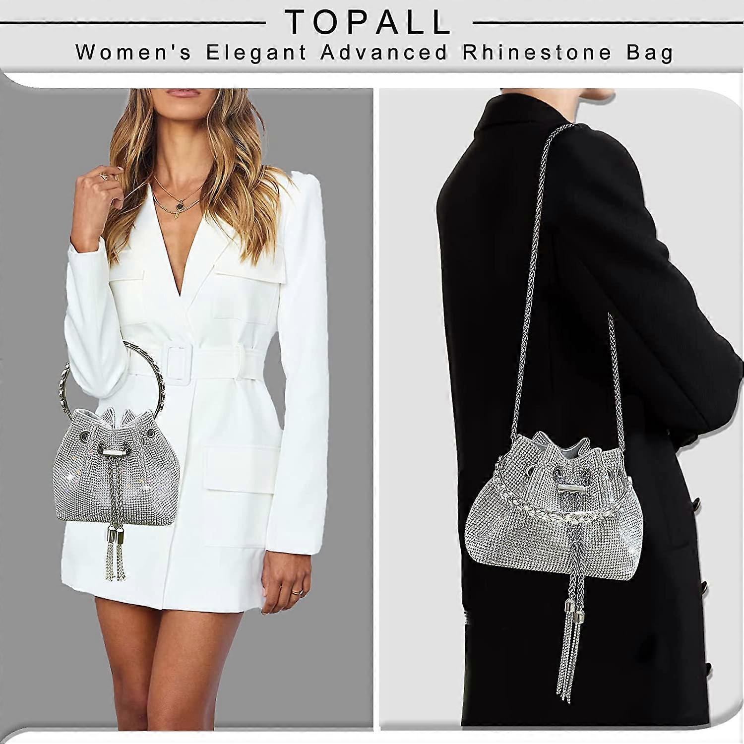 Borsa a tracolla da donna grande da sera in raso da sposa con diamante pochette da donna busta da ballo piccola borsa a tracolla per donna, Blu scuro, Taglia unica