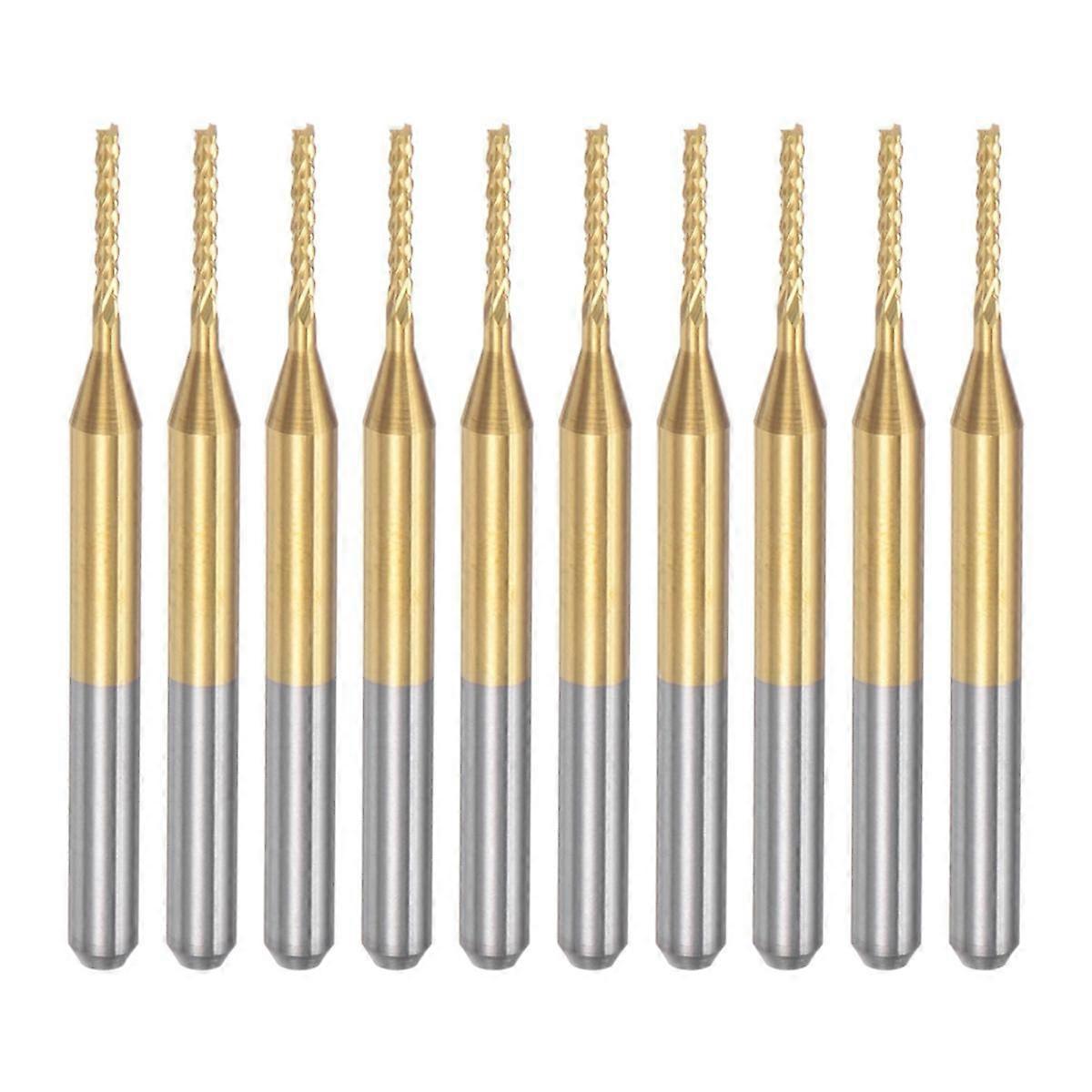 10PCS Titanium Coat Carbide End Mill Engraving Milling Cutter CNC Router Bits for PCB Machine, 1/8