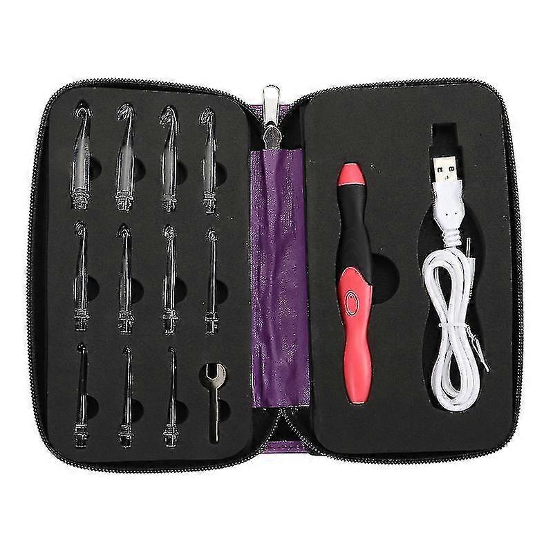 1 Set Lighted Crochet Hook Interchangeable Head Rechargeable Knitting Needle
