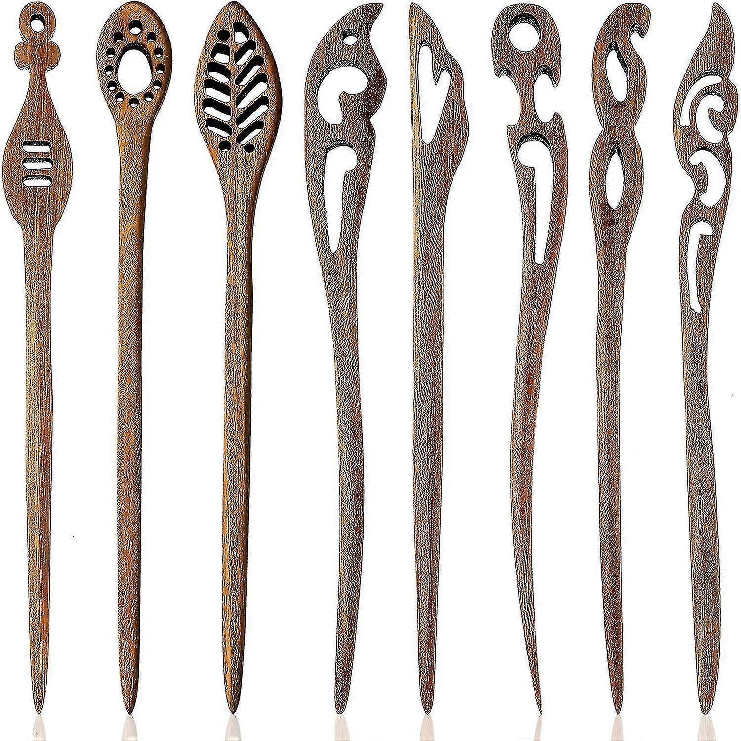 8 pièces bâtons de cheveux en bois Baguette de cheveux japonaise