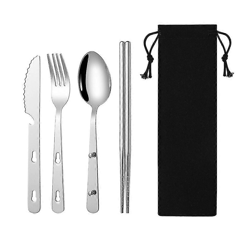 Portable Camping Cutlery Set, Stainless Steel Spoon, Fork, Knife, And Chopsticks Combination Set,Set3