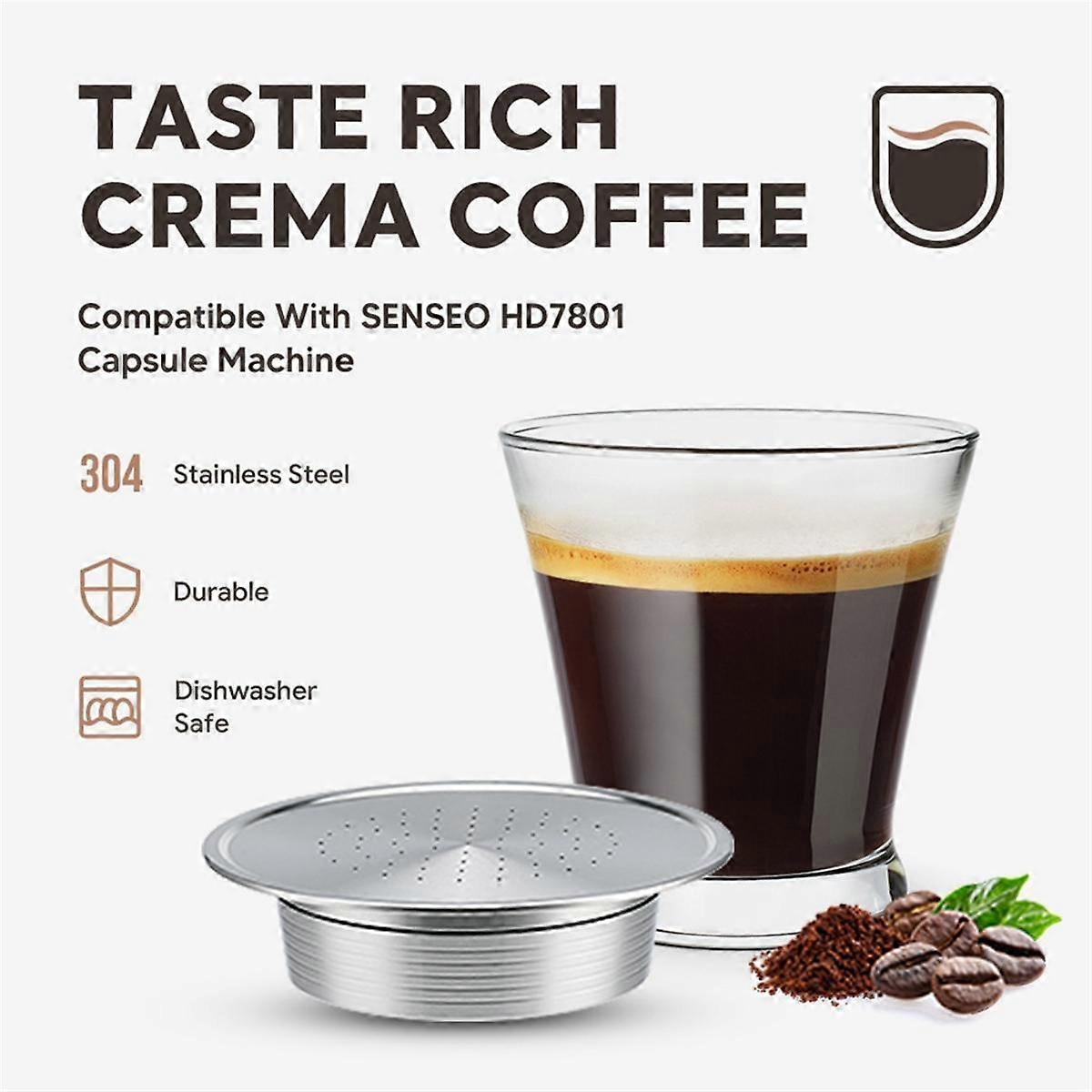 Reusable Coffee Capsule+Stainless Spoon for HD7801 Coffee Capsule Machine Refillable Pods Espresso
