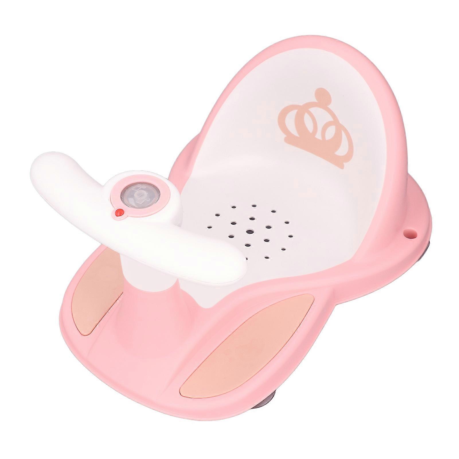 Baby Bath Seat with 4 Suction Cups Slip Resistant Comfortable Handle Ergonomic Backrest Toddler Bathtub Chair Pink