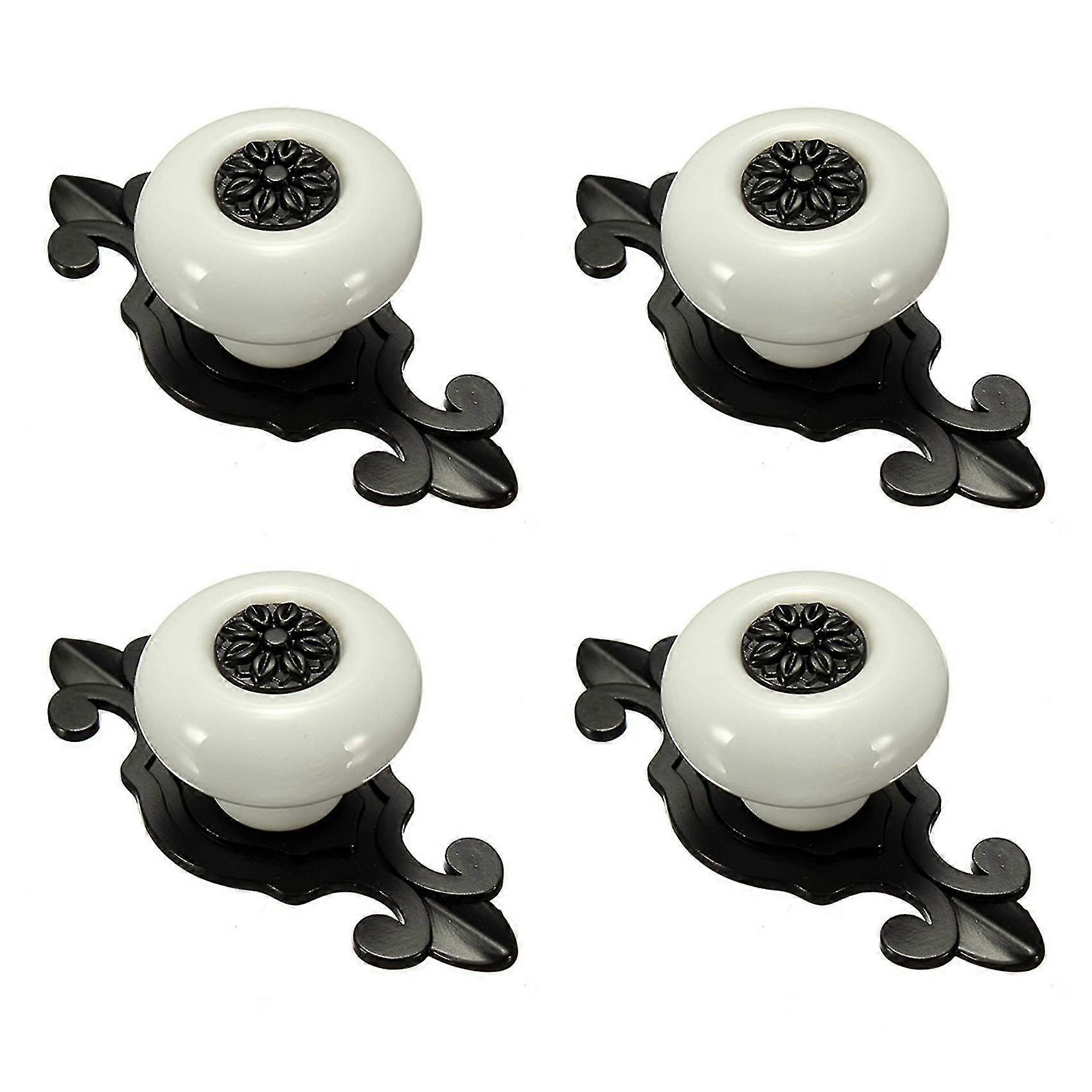 4x Vintage Ceramic Door Knobs Drawer Cabinet Cupboard Wardrobe Pull Handle White+black