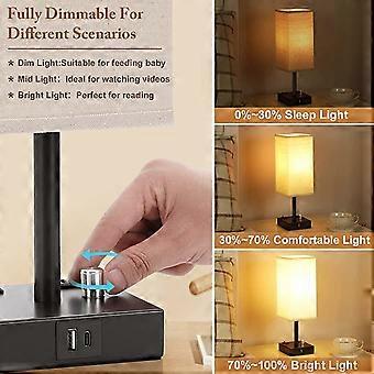 Set Di 2 Comodini Con Lampada A Terra E Ricarica – Tavolino Con Luci LED 3 Colori, 3 Cassetti E Prese USB – Per Camera Da Letto
