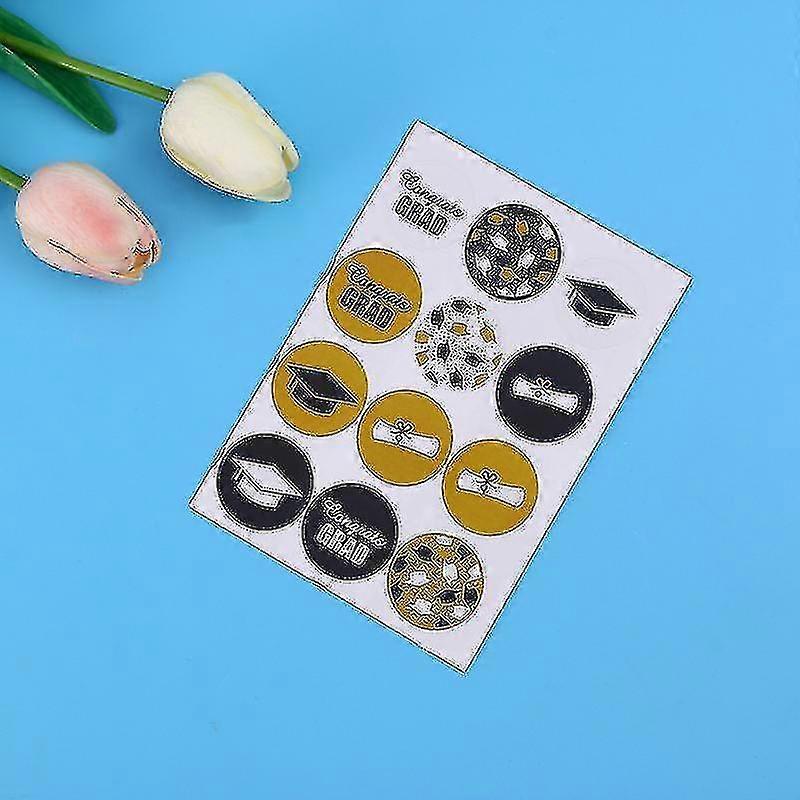 120 Pcs Round Labels Graduation Theme Patterned Sealing Stickers